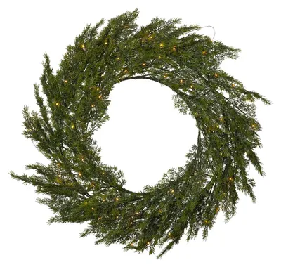 Produktbild von Großer Tannenkranz ,Thuja', Outdoor-Weihnachtskranz mit Batterie + Timer, 80 LEDs, Ø 80cm