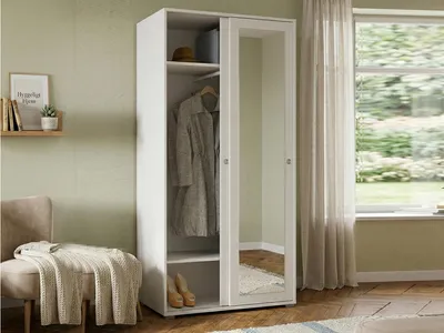 Image de Abduhl - Armoire 2 Portes, 90x195h cm Blanc, 2 Étagères Italy