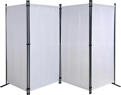 Produktbild von 4-teiliger Paravent - Raumteiler - 170 x 220 cm - weiß - Stoff