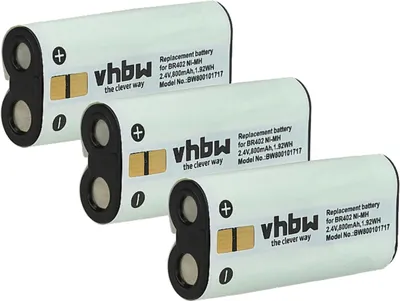 Produktbild von vhbw 3x Akku Ersatz für Olympus BR403, BR402 für Diktiergerät (800 mAh, 2,4 V, NiMH)