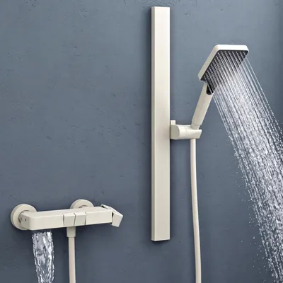 Produktbild von doporro Duschsystem mit Duscharmatur Duschgarnitur mit Regendusche und3 Strahlarten Duschkopf Dusche komplett Höhenverstellbar Cremeweiß Duschsystem10