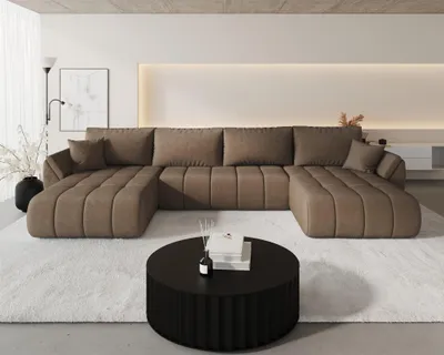 Produktbild von Wohnlandschaft Sofa mit Schlaffunktion MISATO Stoff Monolith Braun