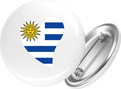 Produktbild von Huuraa Button Uruguay Flagge Herz 25mm rund mit Sicherheitsnadel Ansteckbutton Geschenkidee