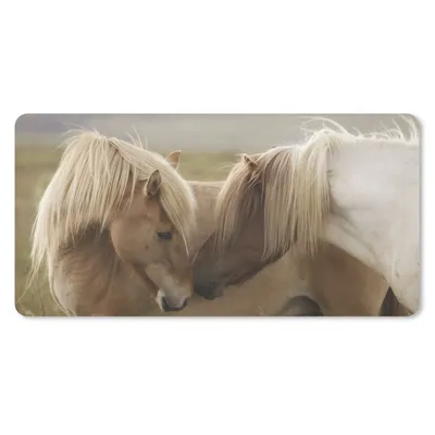 Produktbild von MuchoWow® Schreibtischunterlage Pferde - Gras - Braun 80x40 cm - XXL Mauspad - Gaming Mauspad