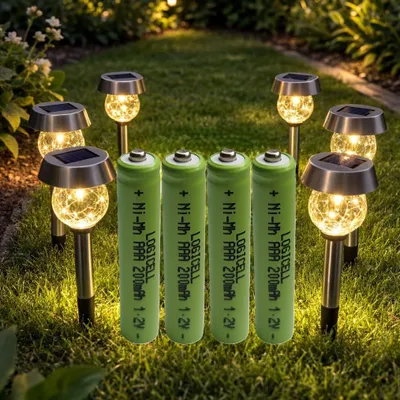 Produktbild von 4 stück LogiCell NI-MH Akku Micro LR03 AAA 200mAh, 1,2V für Solarprodukte Solar Batterie, Außen-Solarleuchten Solarlampen, Wiederaufladbar Garten LED