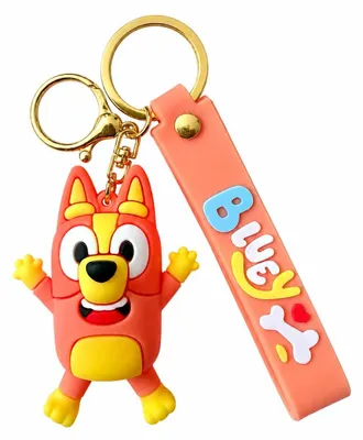 Produktbild von Bluey Bingo Heeler Schlüsselanhänger Kinder Silikon Anhänger für Rucksack Tasche Schule Kita, ca. 6,5 x 5,5 cm