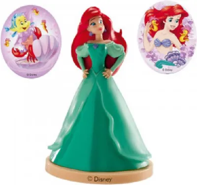 Zdjęcie produktu dla Zestaw dekoracji tortu Ariel akcesoria imprezowe 3-częściowy kolorowy 8,5 cm