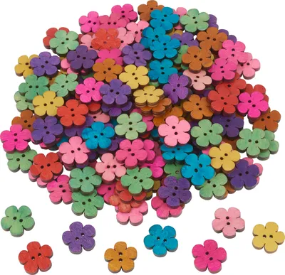 Produktbild von VBS XXL Holzknöpfe "Blumen", 160 Stück, Farbmix