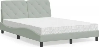 Produktbild von vidaXL Bett mit Matratze Hellgrau 140x190 cm Samt