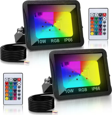 Obrázok produktu pre Clanmacy 10W RGB reflektor s diaľkovým ovládaním RGB LED reflektor RGB LED vonkajší reflektor IP66 Vodotesný 2 kusy