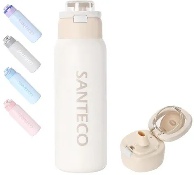 Productafbeelding van 750 ml Thermosfles, Lekvrij en BPA-vrij met Rietje