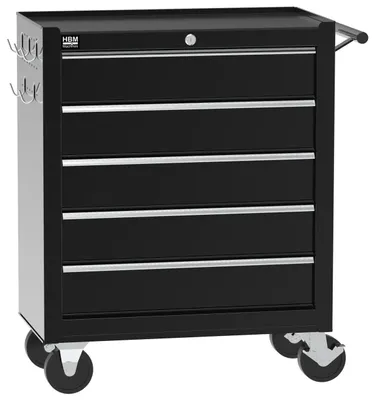 Produktbild von HBM Werkzeugwagen mit 5 Schubladen, 62 cm, schwarz