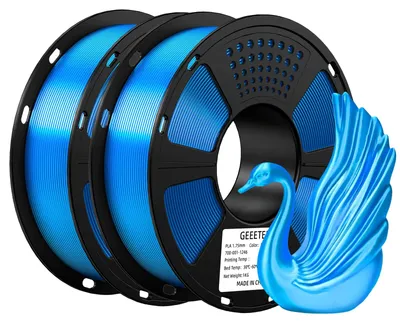 Image de Filament 3D - Filament PLA - 2 kg - 1,75 mm - 343 mètres - PLA soyeux avec une surface lisse et brillante - Pour imprimantes FDM - Bleu ciel