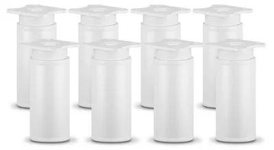 Produktbild von 8er Set sossai moderne runde Möbelfüße in Weiß 80mm höhenverstellbar Schrankfüße Sockelfüße