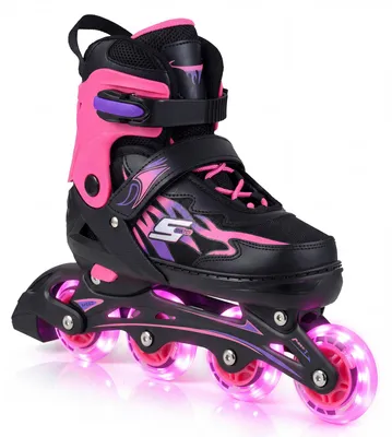 Produktbild von KOMFOTTEU Kinder Rollschuhe, Inline-Skates mit 4 Größen verstellbar und 4 leuchtenden Rollen, lustige Rollschuhe mit Lichteffekten für Mädchen, Jungen, Anfänger, Rollerskates für drinnen und draußen