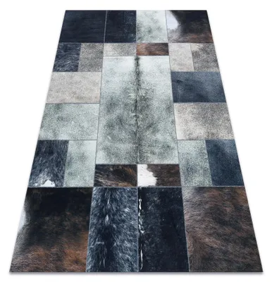 Image de Tapis PATCHWORK 21719 noir - Peau de vache gris 120x170 cm