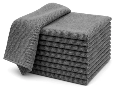 Produktbild von Mikrofasertücher 40×40 cm, 450 g/m², Grau – 10er Set | Reinigungstücher für Haushalt, Auto & Gewerbe – fusselfrei, saugstark, streifenarm