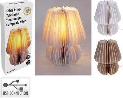 Produktbild von LED Tischlampe aus Papier und Kunststoff, 30 cm, weiß, warmweißes Licht