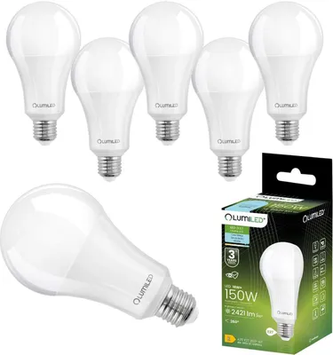 Produktbild von LUMILED A70 E27 LED Lampe, 18W (ersetzt 150W), 2424 Lumen Leuchtmittel 6500K kaltweiß Birnen Lampen, 260° 6er-Pack Energiesparlampe Tropfen