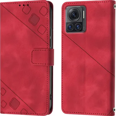 Obrázek produktu pro Pouzdro pro Motorola Moto X30 Pro 5G Embossed Flipové kožené pouzdro se stojánkem Red