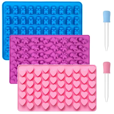 Produktbild von Set mit 3 Silikonformen für Gummibärchen und Süßigkeiten