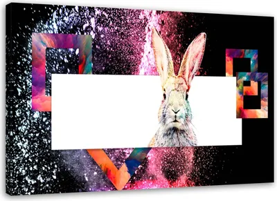 Immagine prodotto di Quadro su tela conconiglio colorato su sfondo nero 100x70 cm Feeby quadro colorato pronto per essere appeso