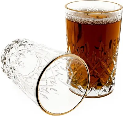 Produktbild von Ästhetisches Gläser-Set 12-teilig - strukturiertes Muster mit Goldumrandung