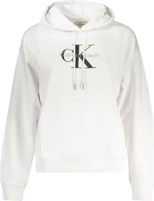 Produktbild von Damen Langarm Hoodie Weiß mit Logo & Kängurutasche - Bequem & Stilvoll