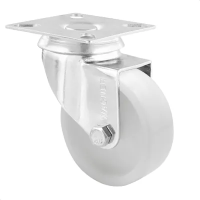 Immagine prodotto di Ruota girevole WAGNER - Ø 75 mm, acciaio zincato, bianco, piastra avvitabile, portata 60 kg - 03167501