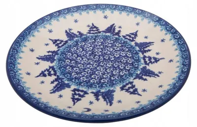 Produktbild von Bolesławiec Keramik Dessertteller 2826 Weihnachtsbaum 19 cm