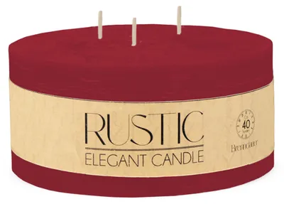 Produktbild von 3.06 3 Docht Kerze RUSTIC - ca. 15 x 7 cm - 40 Stunden Brenndauer - Farbe: Rubinrot