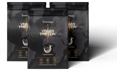 Produktbild von GYMTRAIL® Veganes Eiweißpulver aus Erbsenprotein 1500g | Pflanzliches Proteinpulver mit essenziellen Aminosäuren | Ohne Soja und Süßungsmittel mit Birkenzucker | Cookies & Cream