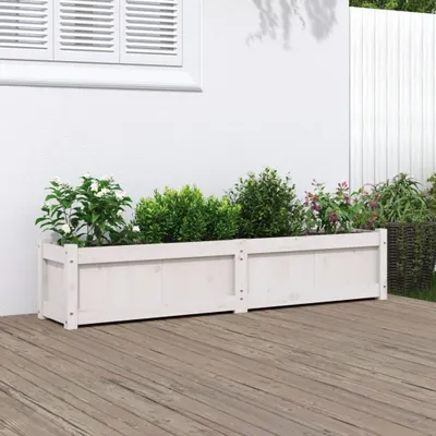 Image de Maison Exclusive - Bac à plantes blanc 150x31x31 cm Bois massif Pin