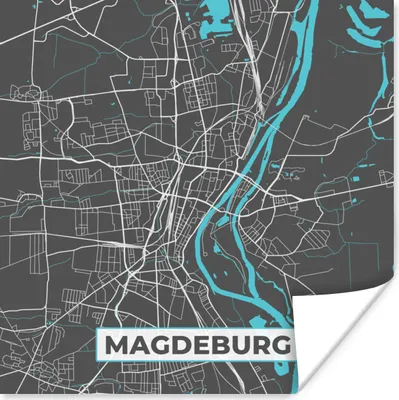 Produktbild von MuchoWow® Poster Stadtplan - Magdeburg - Deutschland - Karte 100x100 cm - Babyzimmer