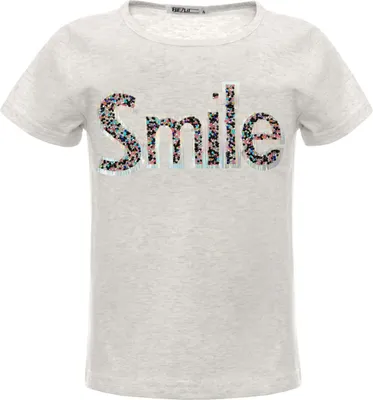 Produktbild von BEZLIT Mädchen Sommer Shirt mit Glitzersteinchen im Smile-Schriftzug Grau 104