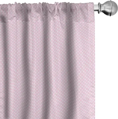 Produktbild von ABAKUHAUS Punktmuster Vorhänge, Gardinen, Kleine Retro Polka Dots Vintage Style Braut Kinderzimmer Kinderzimmer Muster, 2 Stück 75 x 175 cm, Weiß Rosa