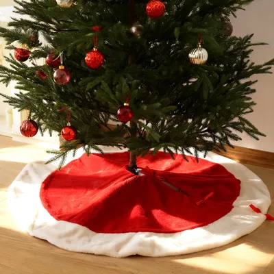 Productafbeelding van Salcar kerstboomhoes, 80 cm, rood en wit, ronde kerstboomhoes, vloerkleed, voor kerstboom