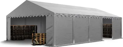 Produktbild von Lagerzelt 5x10 m Unterstand Weidezelt Garagenzelt PVC Plane 700 N wasserdicht in grau