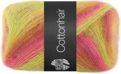 Produktbild von Lana Grossa - Baumwollehair 0107 limette neonpink fuchsia braun orange zitrusgelb