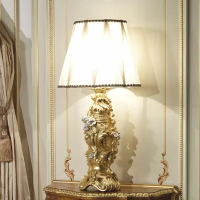 Zdjęcie produktu dla Casa Padrino luksusowa barokowa lampa stołowa złoty / srebrny / biały h. 85 cm - Wyprodukowano we Włoszech