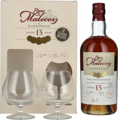 Produktbild von Rum Malecon Añejo 13 Años RARE PROOF 2006 50,5% Vol. 0,7l in Geschenkbox mit 2 Gläsern