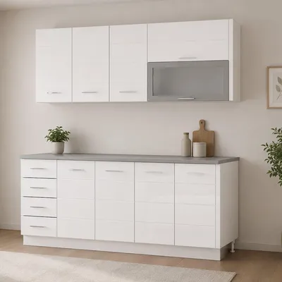 Immagine prodotto di Riquew - Cucina, Bianco Opaco, 4 Cassetti, Elettrodomestici non inclusi,