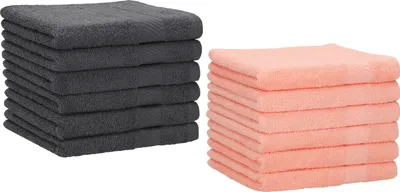 Produktbild von Betz 12 Stück Gästetücher 30x50 cm PALERMO 100% Baumwolle  Farbe: anthrazit und apricot