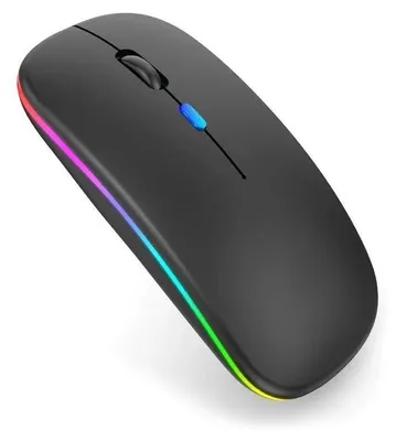 Imagen del producto de Ratón inalámbrico recargable USB de 2400 MHz, con Bluetooth, para portátil. Ratón de computadora delgado y silencioso con luz LED y DPI ajustable