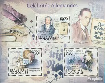 Produktbild von Briefmarken Togo 2011 Mi 4312-4314 Kleinbogen (kompl. Ausgabe) postfrisch Deutsche Berühmtheiten