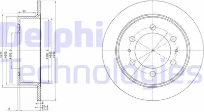 Produktbild von 2x DELPHI Bremsscheibe BG3522 für DAEWOO KORANDO (KJ) für SSANGYONG MUSSO (FJ)
