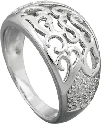Produktbild von Ring Damenring mit Ornament Muster weiße Zirkonia 925 Silber Innenumfang 54mm  Ø17.2mm