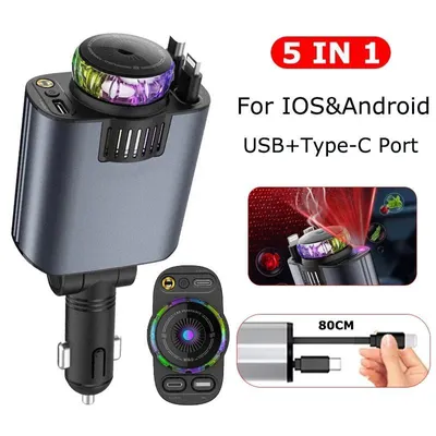 Produktbild von 5-in-1 PD45W Autoladegerät USB Typ-C Netzteil Telefonladegerät mit Dach-Sternenlicht-Aromatherapie-Lufterfrischer für iOS Android