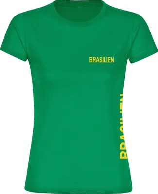 Produktbild von multifanshop Damen T-Shirt - Brasilien - Brust & Seite, grün, Größe L