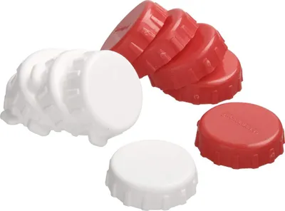 Produktbild von Fackelmann Flaschenverschluss, Kronkorken zum Verschließen von Flaschen, Wiederverschluss aus Kunststoff (Farbe: Rot & Weiß), Menge: 1 x 10 Stück